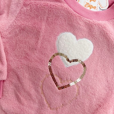 Conj. Casaco Três Corações e Calça de Pelinho - Rose